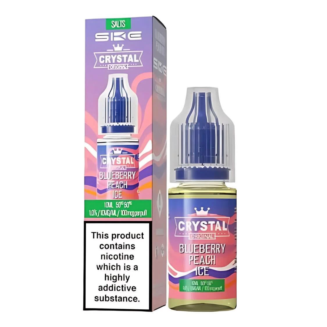 SKE Crystal NIC Salt 10ml - Blueberry Peach Ice