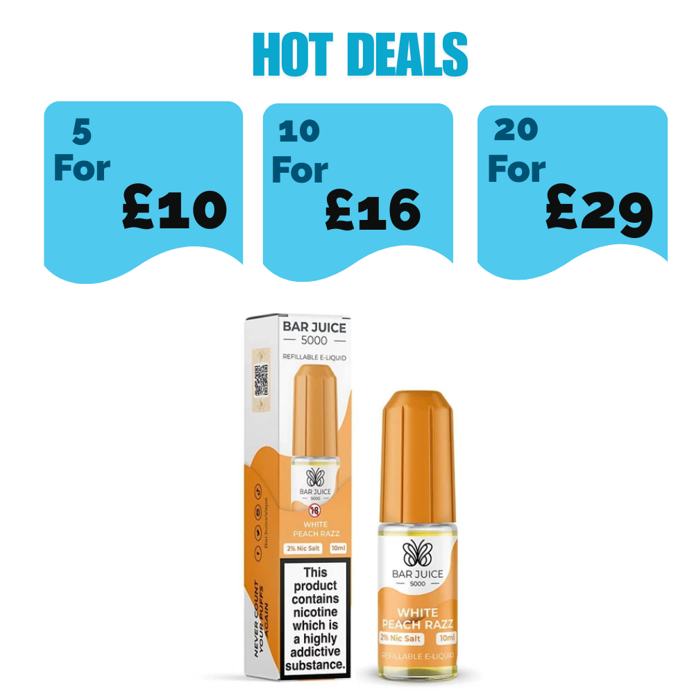 Bar Juice 5000 Nic Salt 10ml - White Peach Razz