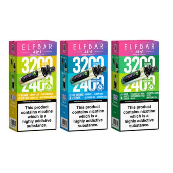 Elf Bar 4 in 1 prefilled pod kit  (3200 Puffs) Pack of 5