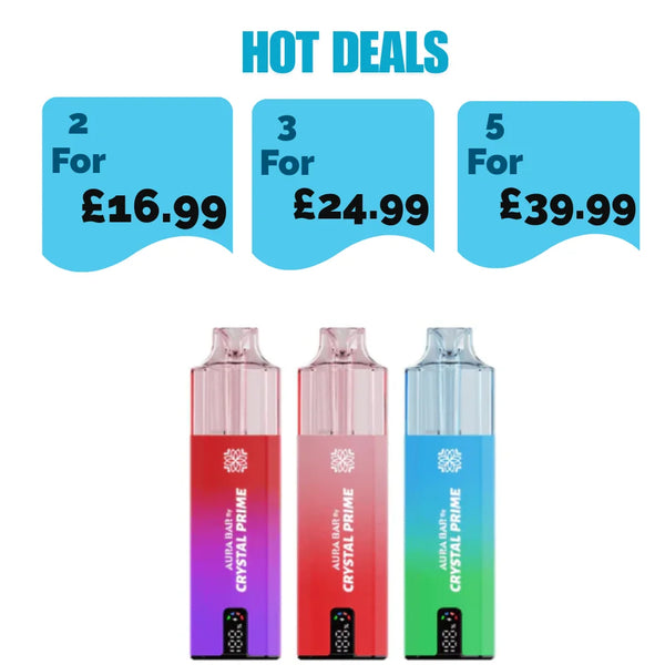 Crystal Prime Aura Bar 10k Puffs Prefilled Vape pod kit - £8.99 or 2 for £16.99
