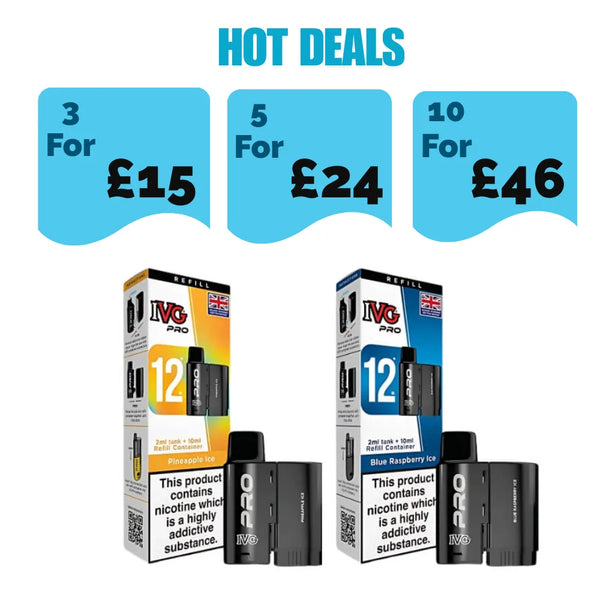IVG Pro 12 Prefilled Pods + Refill Container - £5.99 or 3 for £15