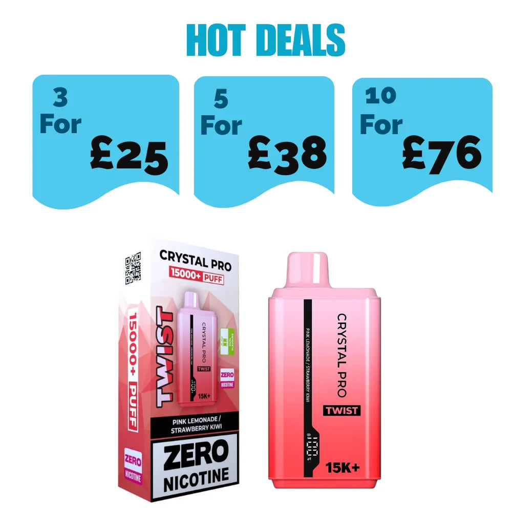 Crystal Pro Twist 15000 Puffs Prefilled Vape Zero Nicotine