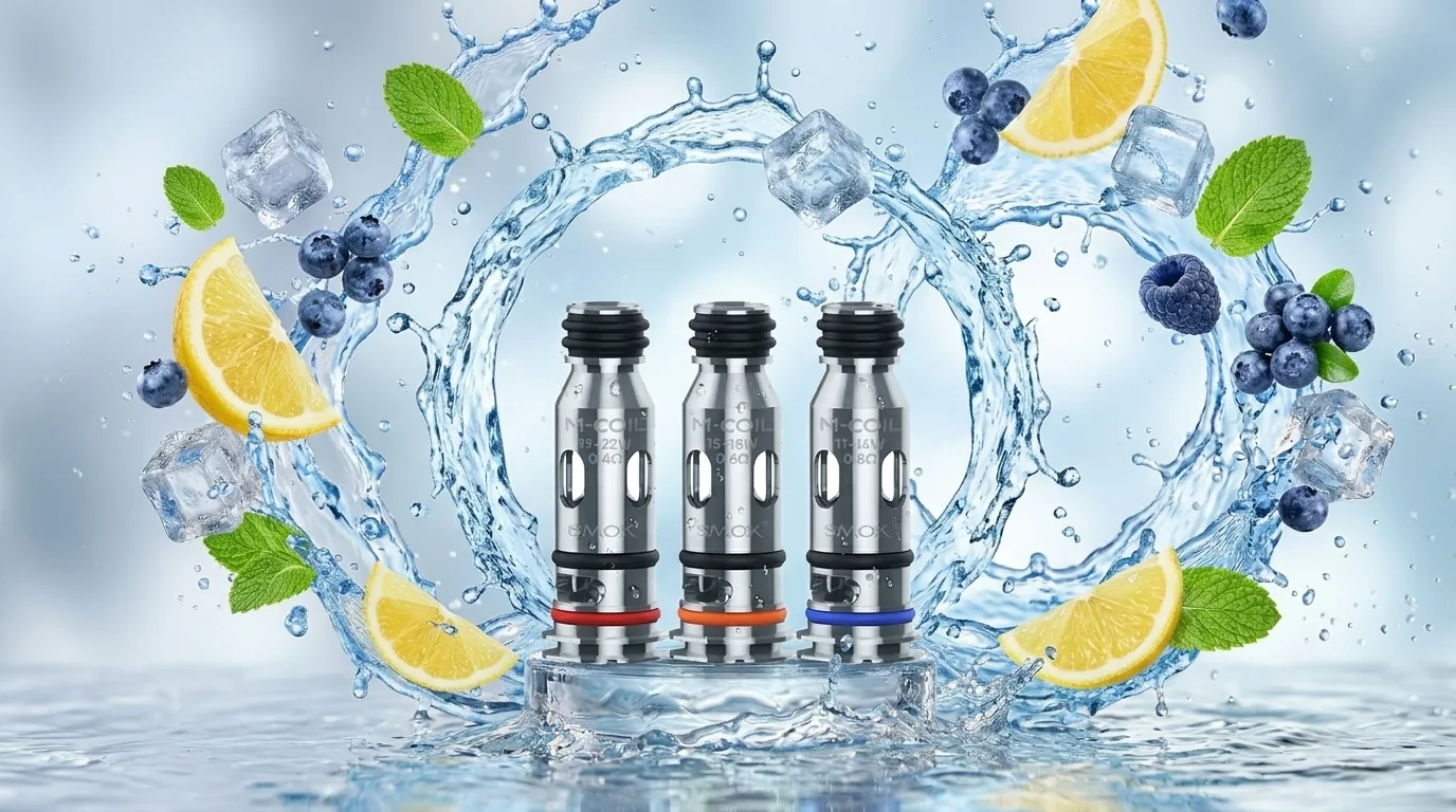 Vape coils with icy water splash